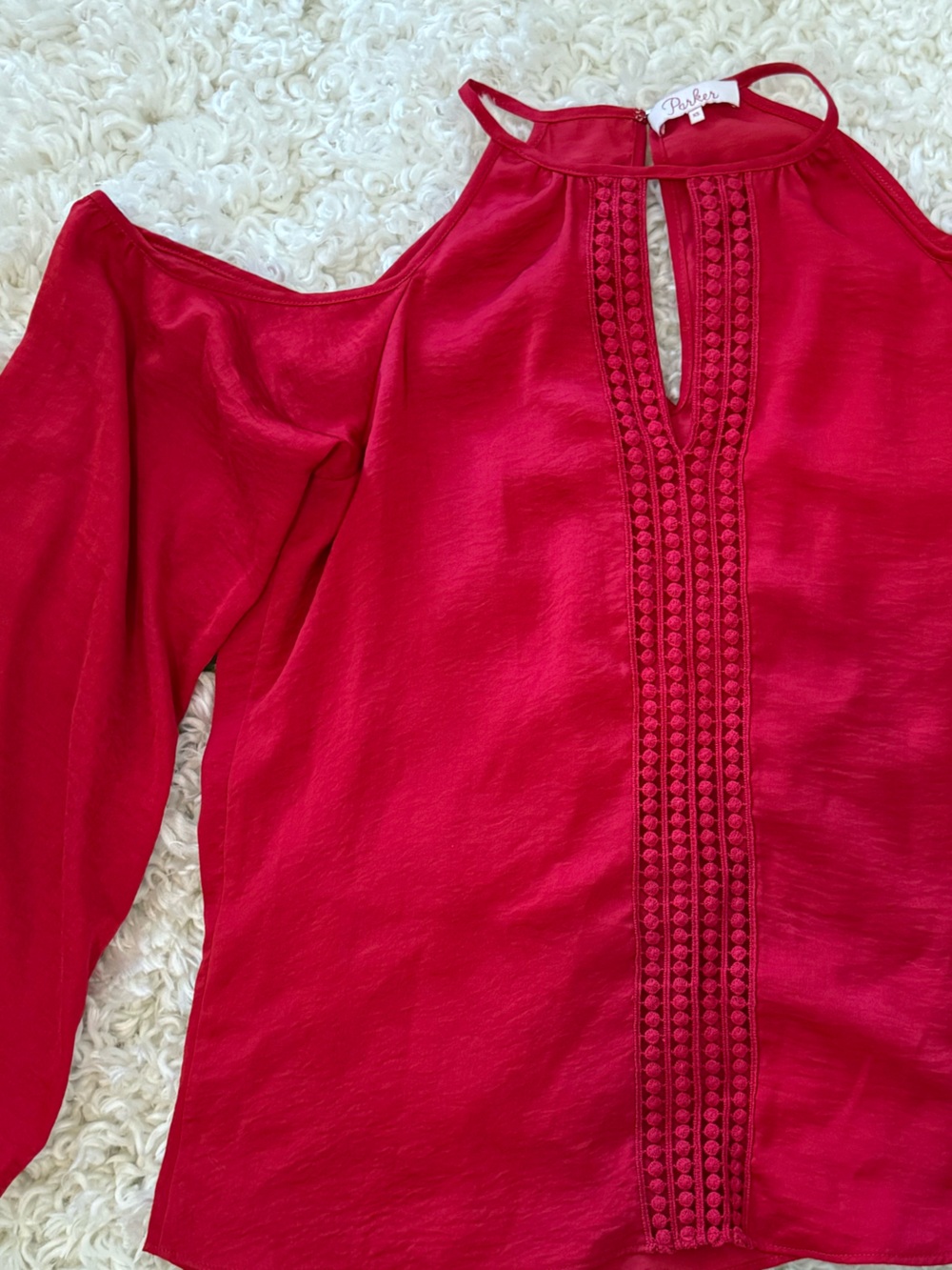 Cold-Shoulder Red Women's Blouse - Parker